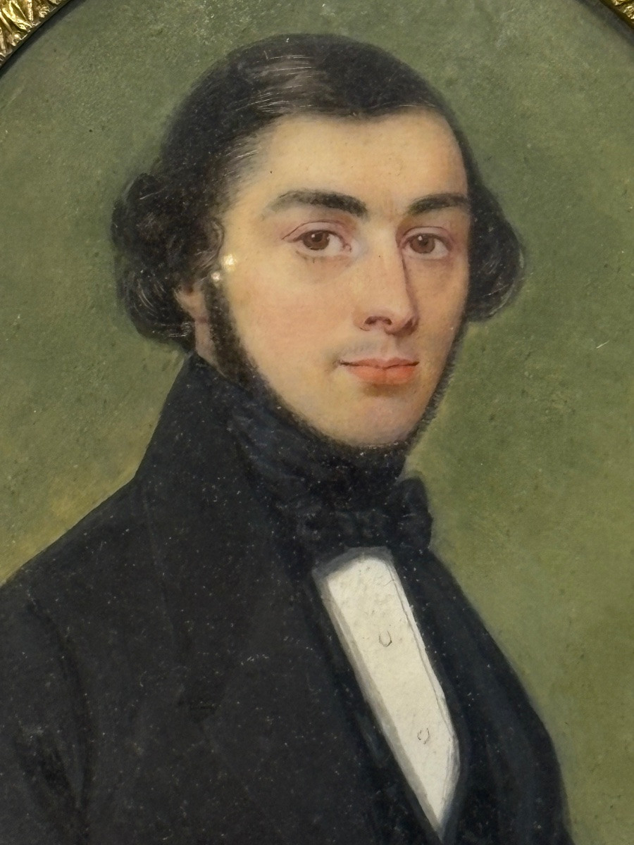 Portrait miniature jeune aristocrate par Sabatier Jean Baptiste -photo-3