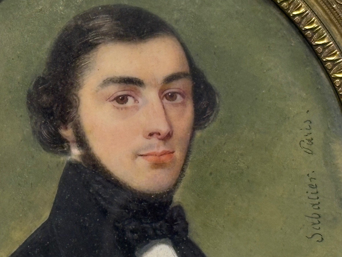 Portrait miniature jeune aristocrate par Sabatier Jean Baptiste -photo-4
