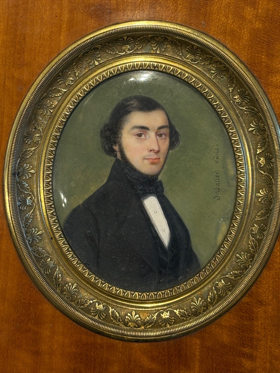 Portrait miniature jeune aristocrate par Sabatier Jean Baptiste 