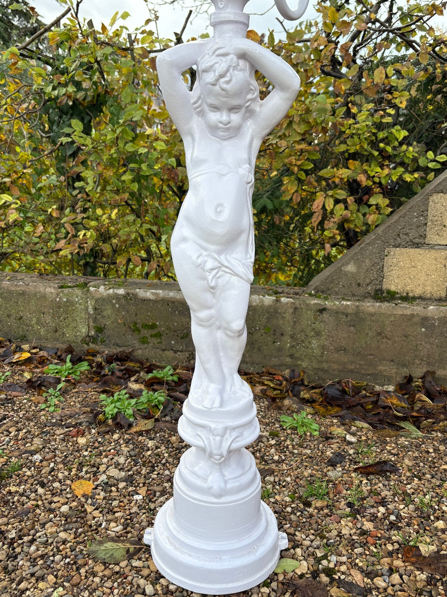 Cast Iron Cherub Floor Lamp -photo-2