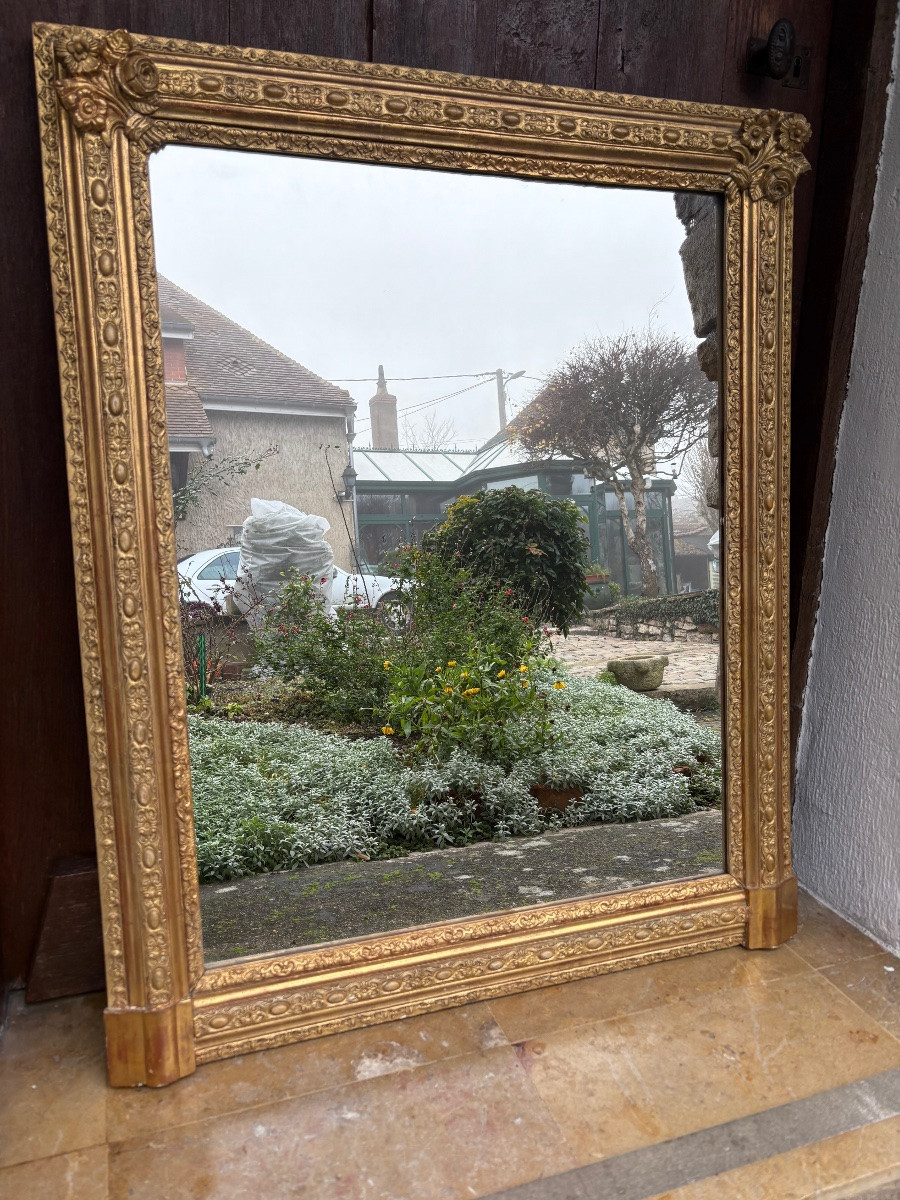 Miroir de boiserie doré à la feuille -photo-2