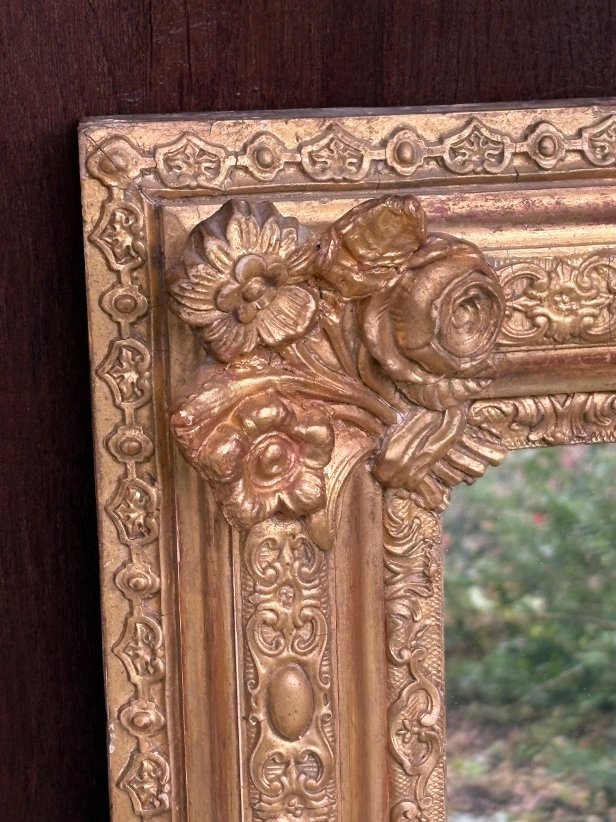 Miroir de boiserie doré à la feuille -photo-3