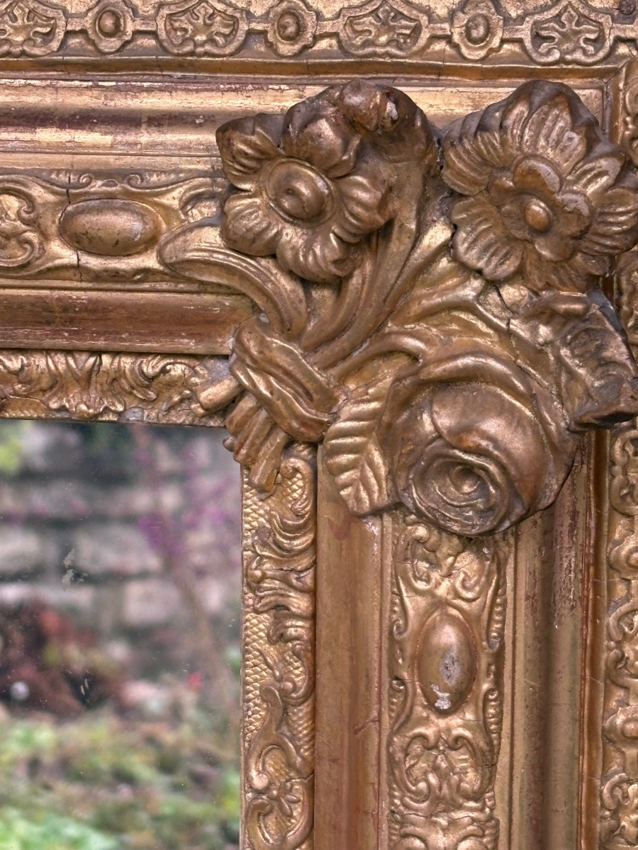 Miroir de boiserie doré à la feuille -photo-4