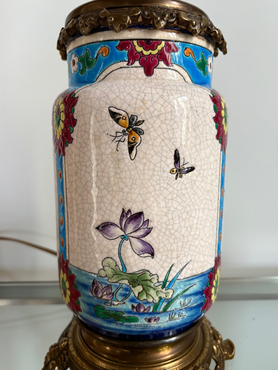 Lampes émaux de Longwy décor "japonisant"-photo-4