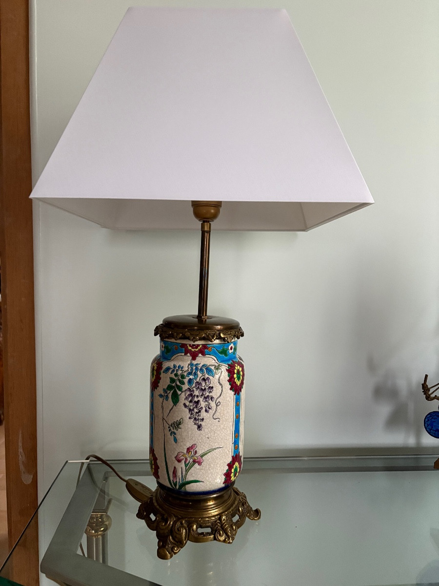 Lampes émaux de Longwy décor "japonisant"-photo-3
