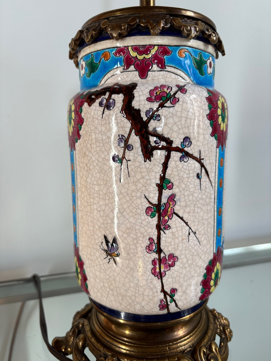 Lampes émaux de Longwy décor "japonisant"-photo-1