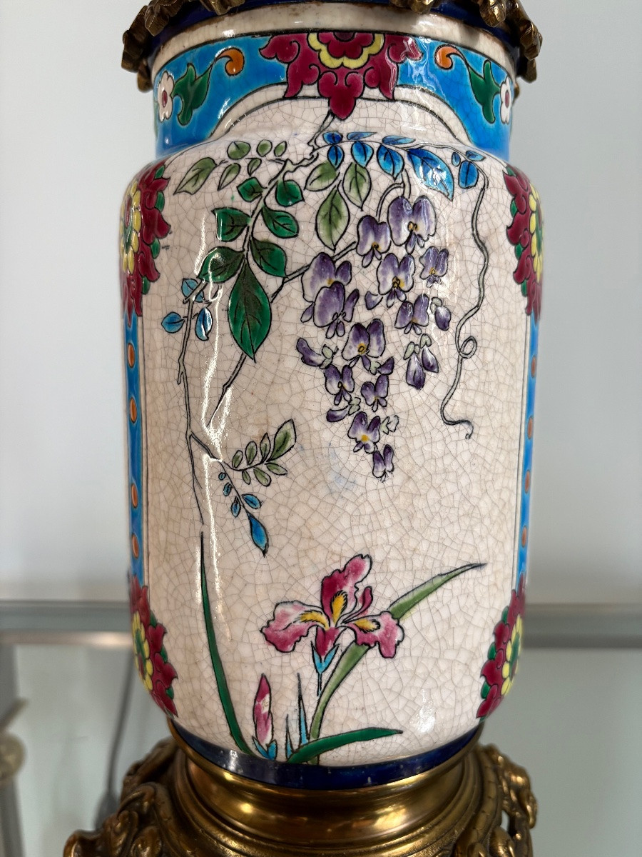 Lampes émaux de Longwy décor "japonisant"-photo-2