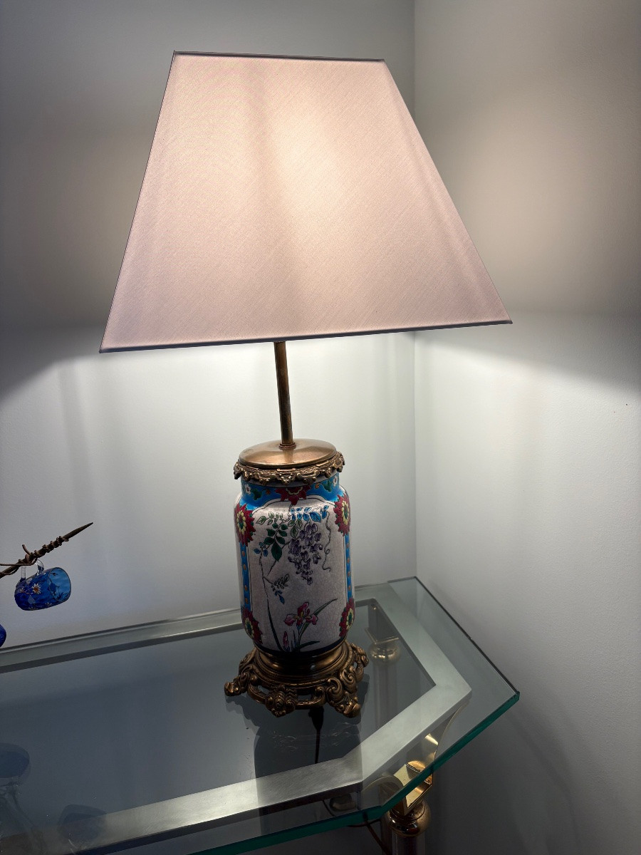 Lampes émaux de Longwy décor "japonisant"-photo-4
