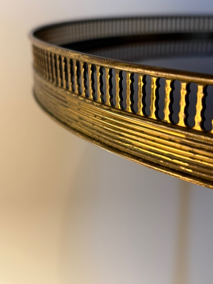 Tripod Pedestal Table In Gilt Bronze And Mahogany -photo-3