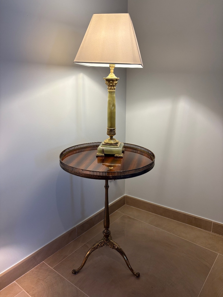Tripod Pedestal Table In Gilt Bronze And Mahogany 
