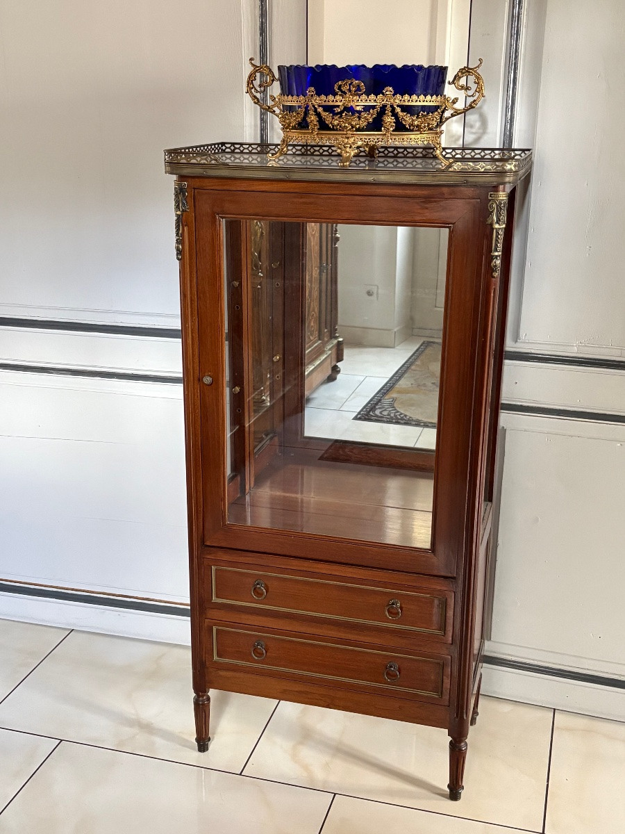 Petite vitrine Louis XVI en acajou-photo-3