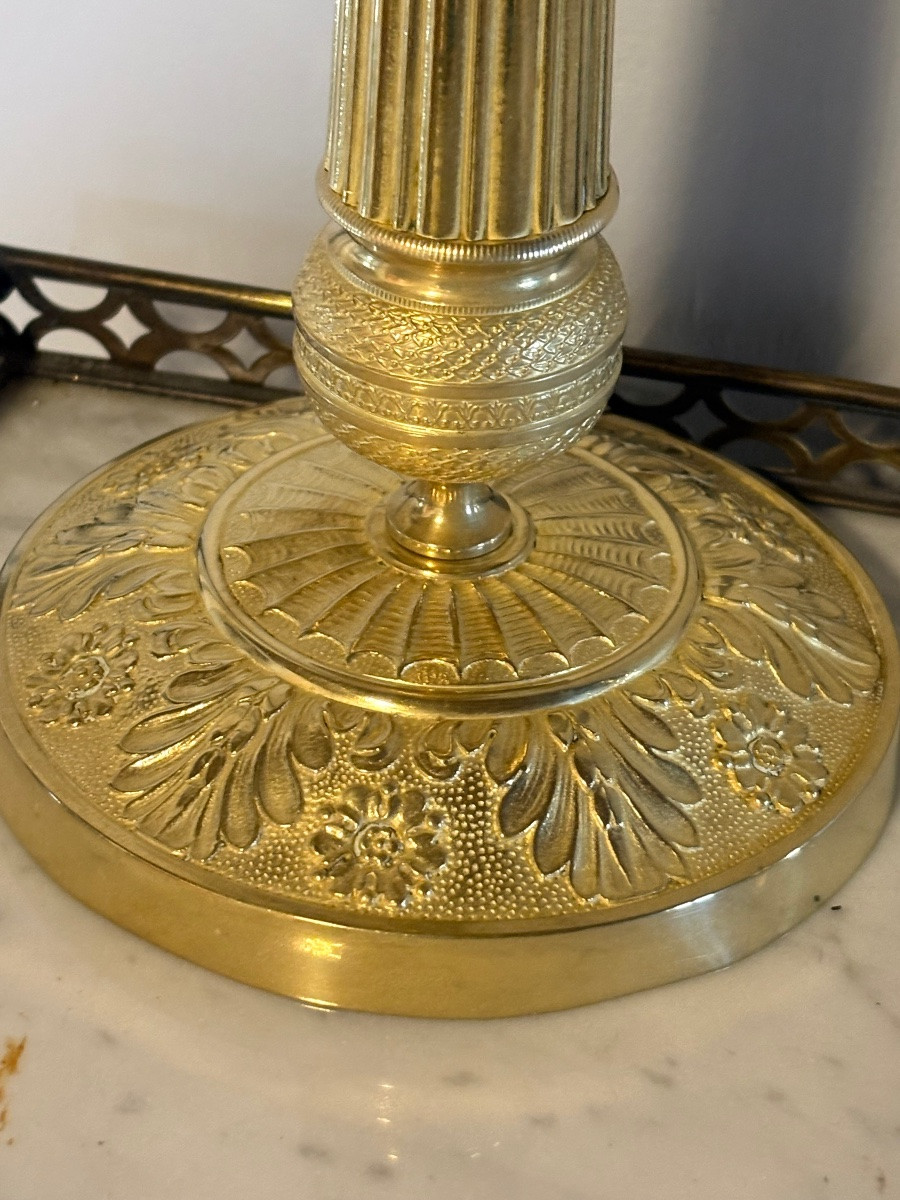 Large Empire-style Candlesticks In Gilt Bronze -photo-4