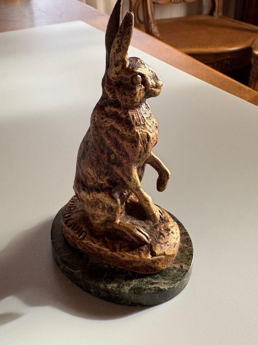 Bronze lièvre debout Alfred Dubucand-photo-2