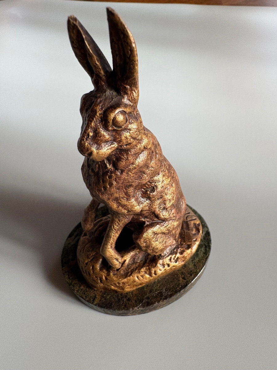 Bronze lièvre debout Alfred Dubucand-photo-4