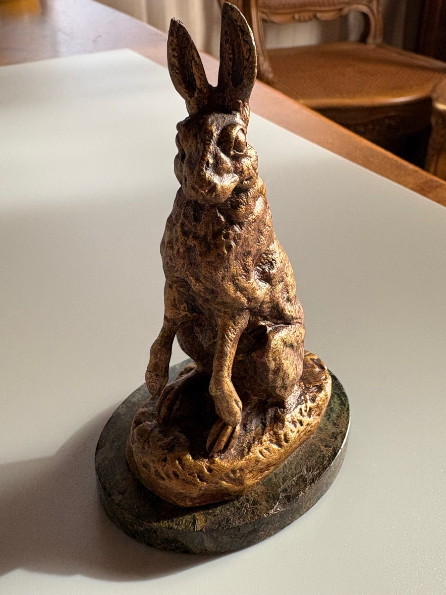 Bronze lièvre debout Alfred Dubucand