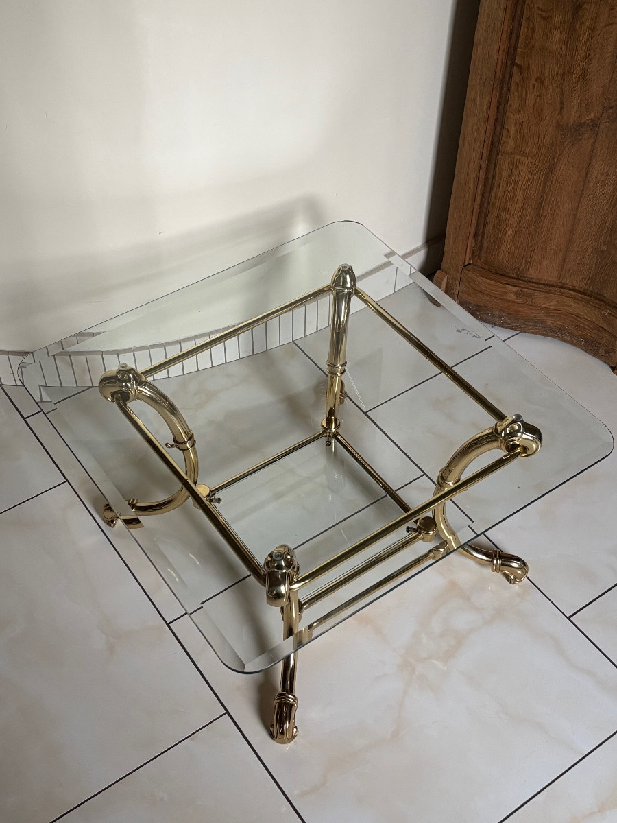 Brass Coffee Table Decorated With Parrots -photo-2