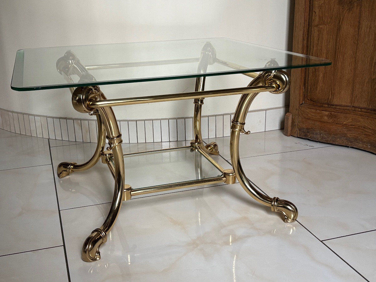 Brass Coffee Table Decorated With Parrots -photo-3
