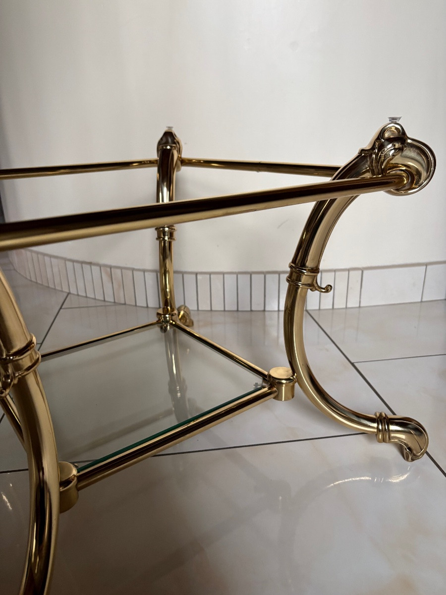 Brass Coffee Table Decorated With Parrots -photo-2