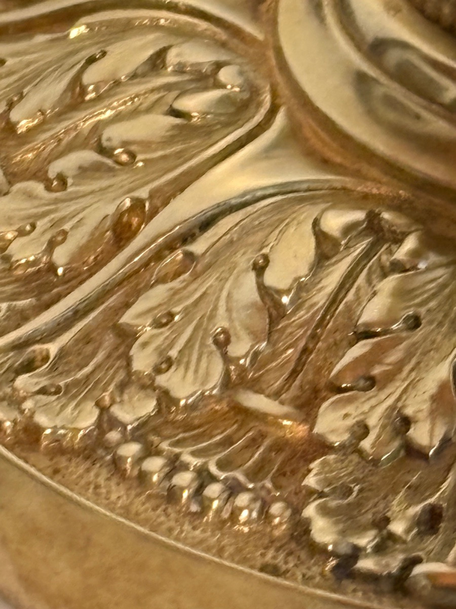 Paire de bougeoirs Empire en bronze doré -photo-3
