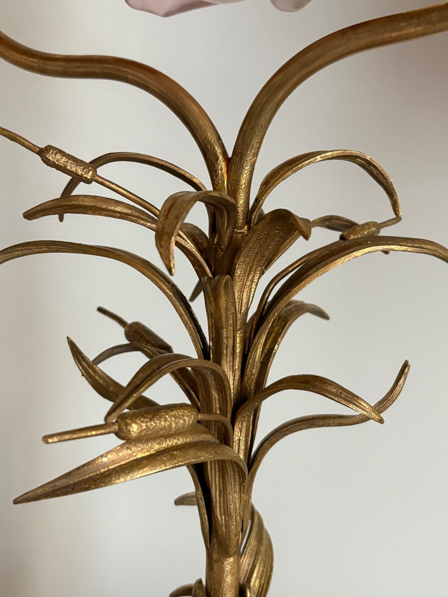 Lampe aux dauphins en bronze doré -photo-1