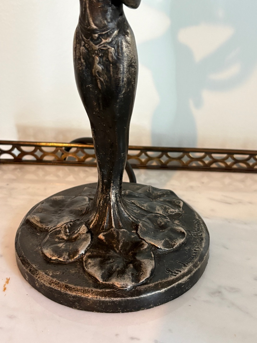 Art Nouveau Woman's Lamp "the Lights Of Nancy" 1900-photo-4