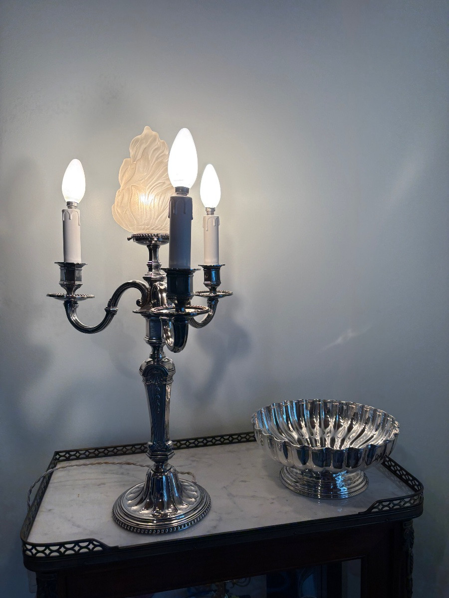 Chandelier lampe de style Louis XIV Saglier orfèvrerie -photo-2