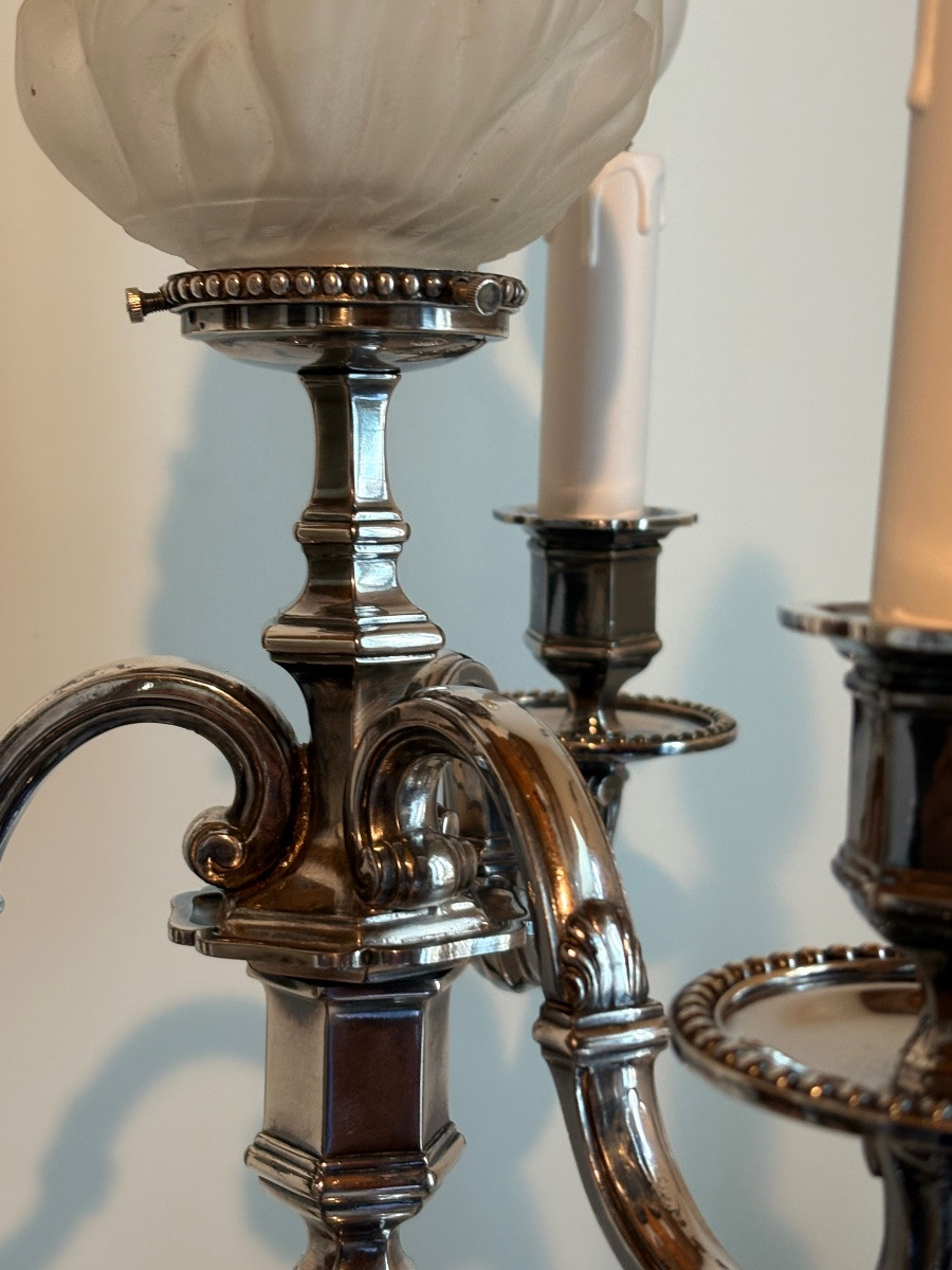 Chandelier lampe de style Louis XIV Saglier orfèvrerie -photo-2