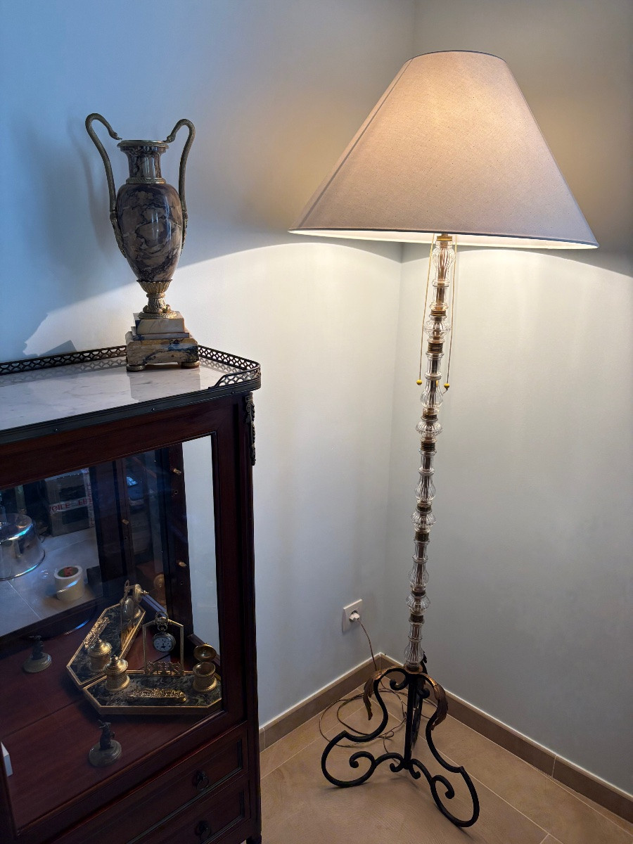 Crystal And Wrought Iron Floor Lamp-photo-2