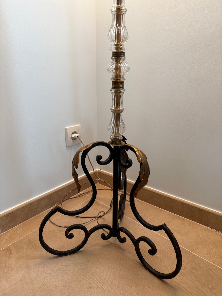 Crystal And Wrought Iron Floor Lamp-photo-4