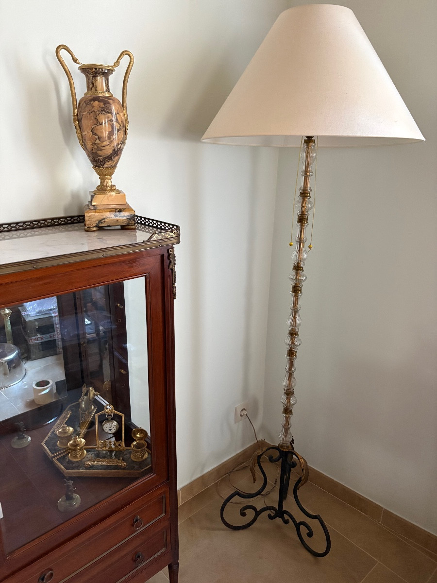 Crystal And Wrought Iron Floor Lamp