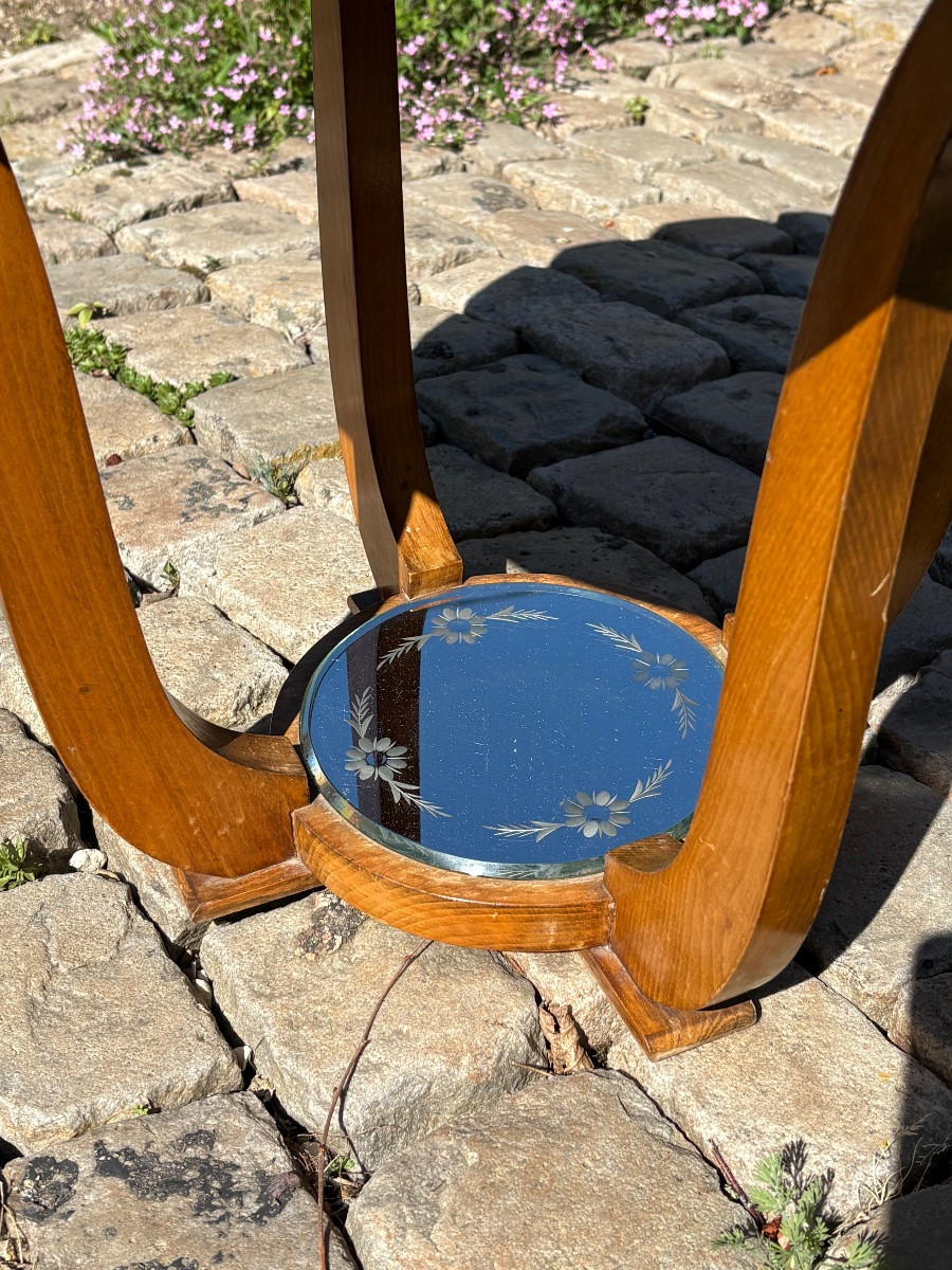 Art Deco Venetian Mirror Pedestal Table-photo-3