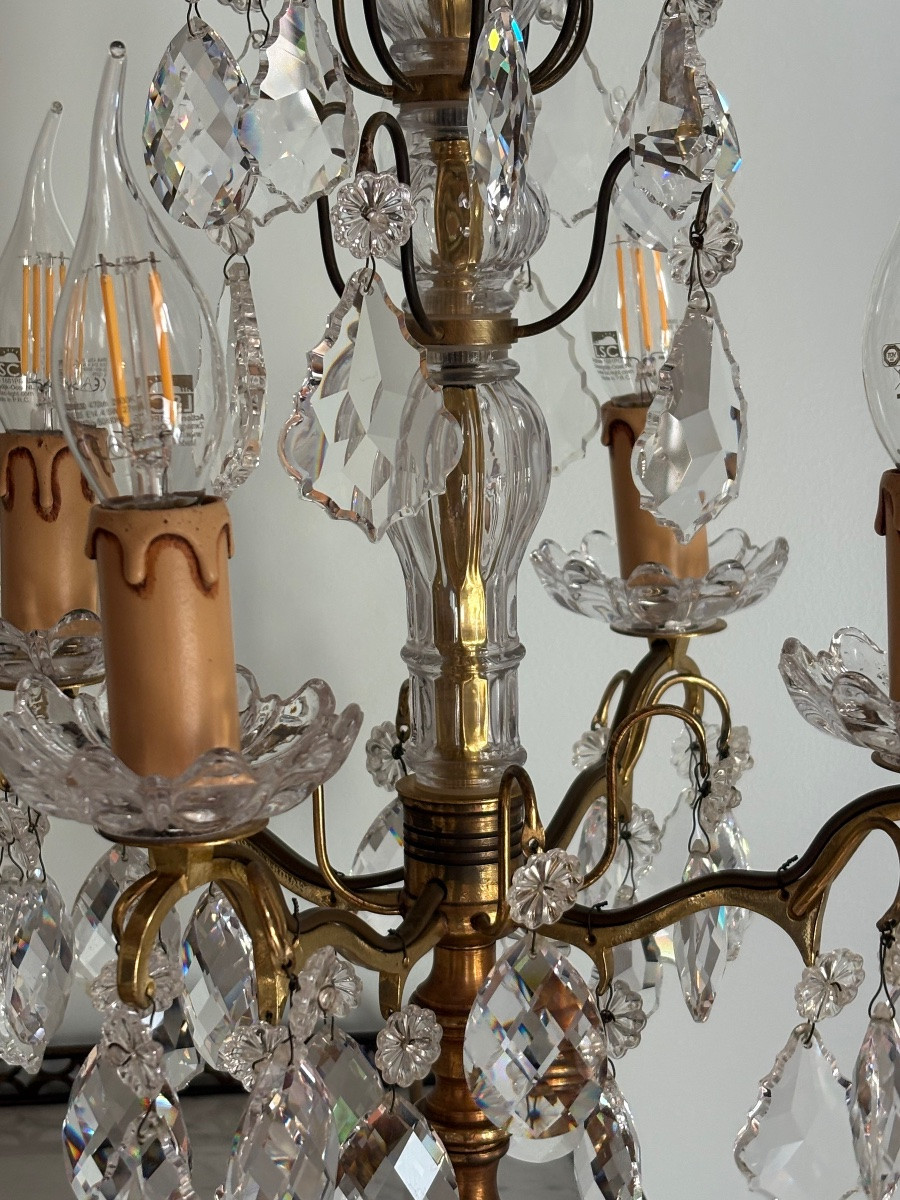 Paire de girandoles bronze doré et cristal Louis XV -photo-2