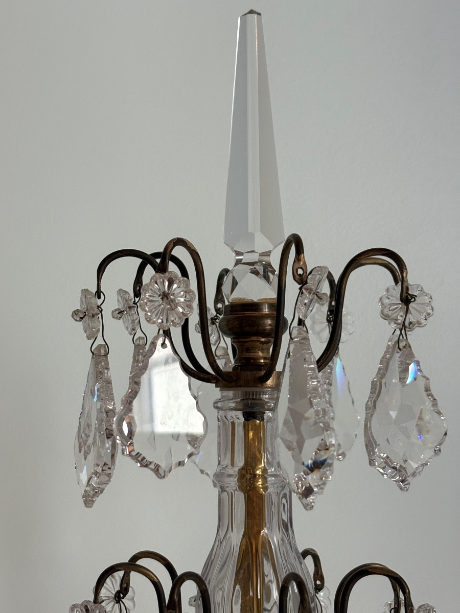 Paire de girandoles bronze doré et cristal Louis XV -photo-3