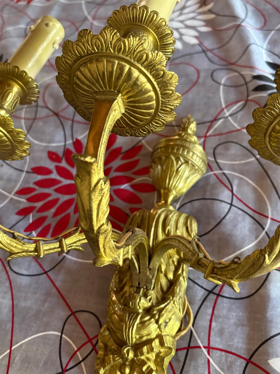 Pair Of 18th-century Louis XVI Ormolu Sconces-photo-5