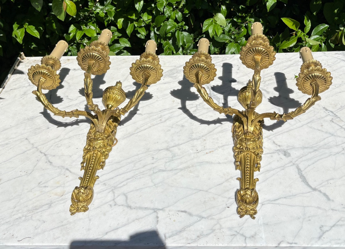 Pair Of 18th-century Louis XVI Ormolu Sconces