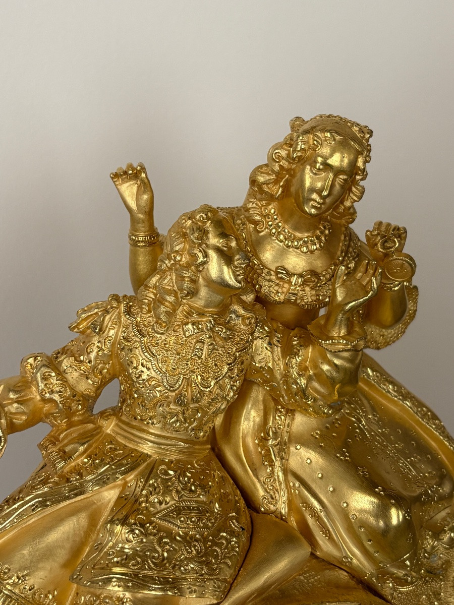 Pendule Louis XIV et Marie Thérèse d’Autriche époque Restauration -photo-4
