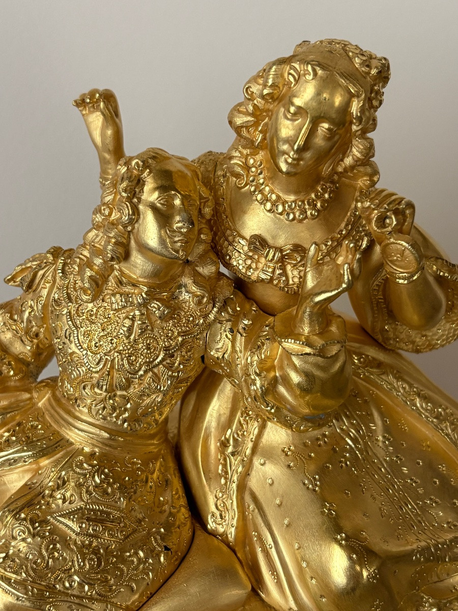 Pendule Louis XIV et Marie Thérèse d’Autriche époque Restauration -photo-1