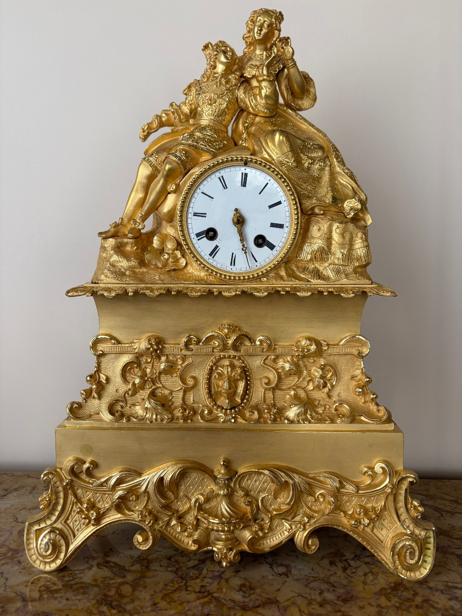 Pendule Louis XIV et Marie Thérèse d’Autriche époque Restauration 
