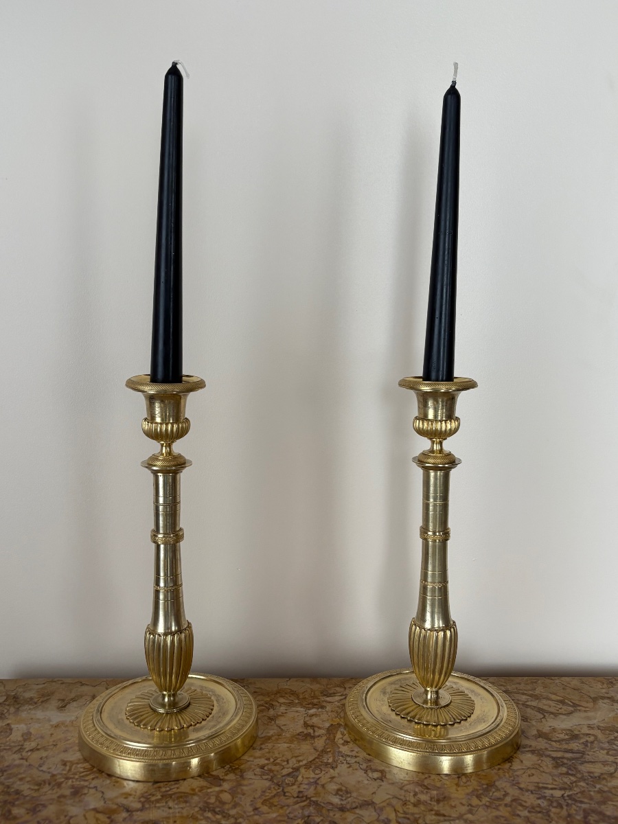 Paire de grands bougeoirs Empire Ravrio-photo-4