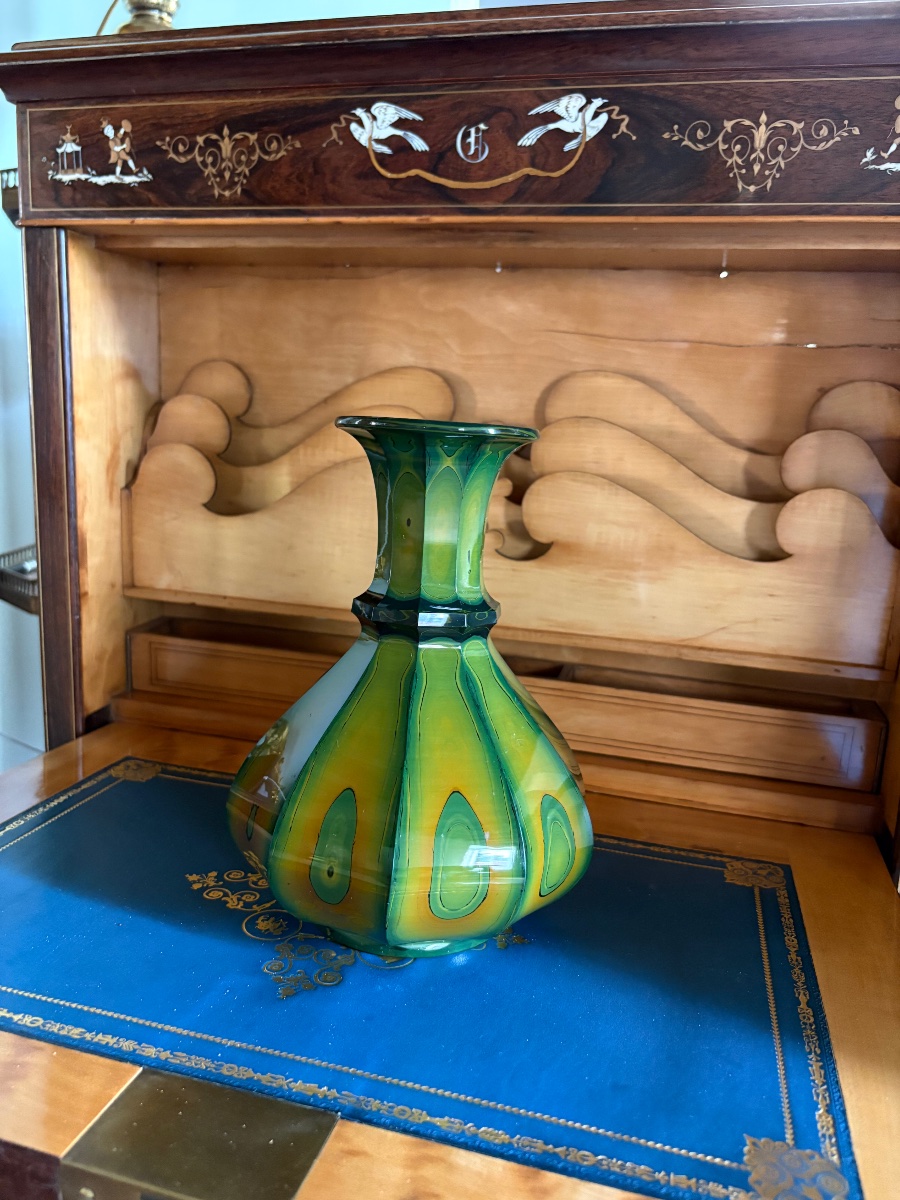 Pair Of Bohemian Lithyalin Glass Vases 1820-photo-3