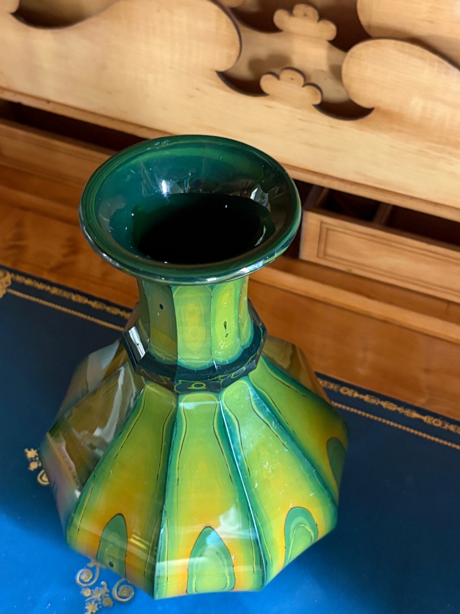 Pair Of Bohemian Lithyalin Glass Vases 1820-photo-1