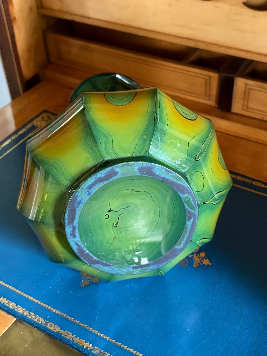 Pair Of Bohemian Lithyalin Glass Vases 1820-photo-2