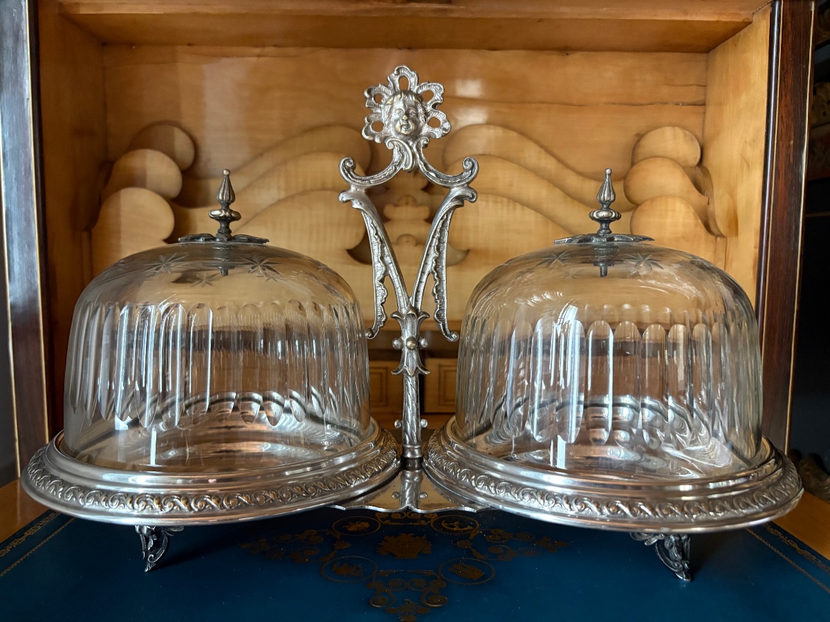 Présentoir double cloche en cristal 