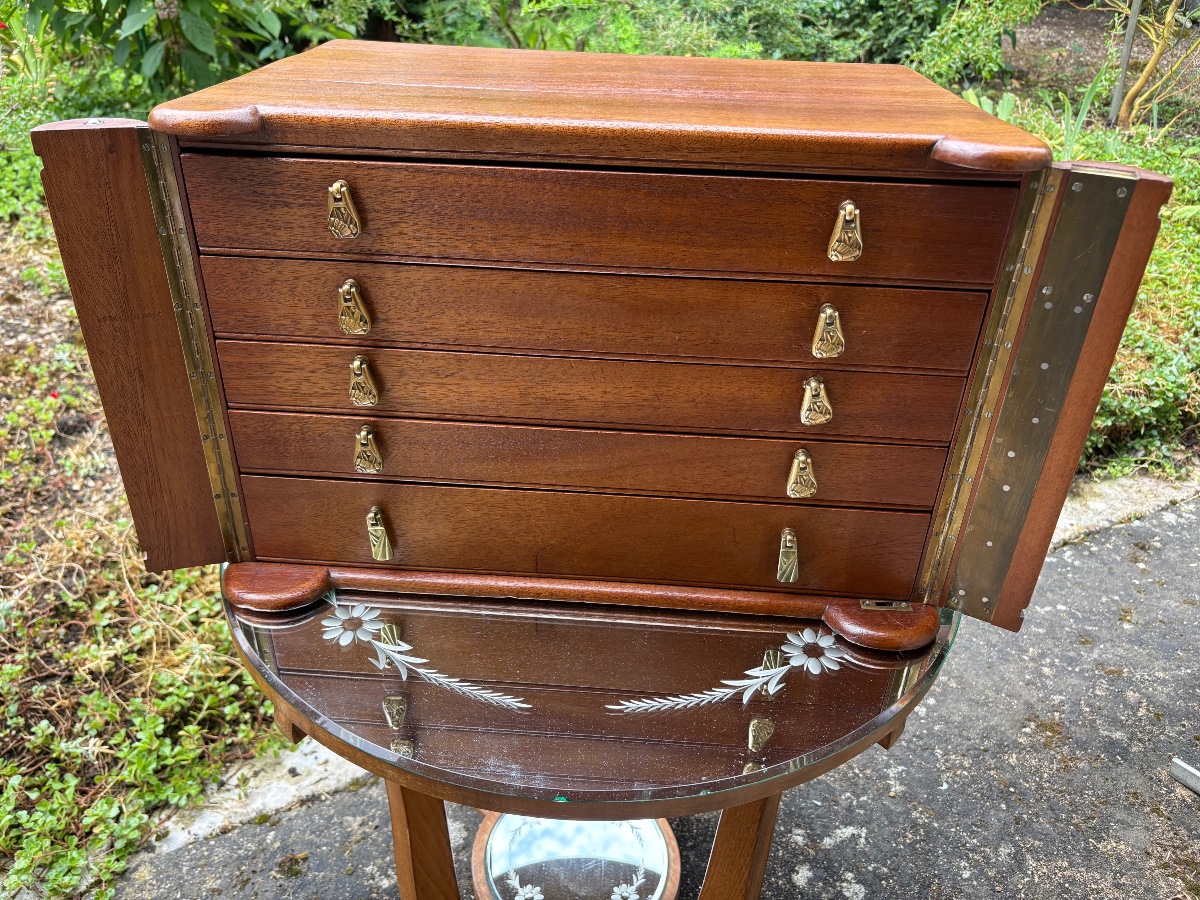 Coffret de rangement /argentier Art Déco en acajou -photo-3