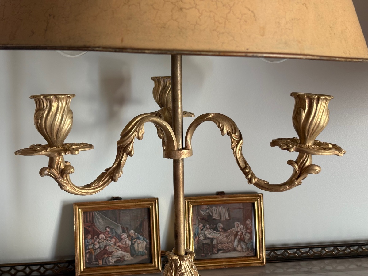 Lampe bouillotte Louis XV à décor floral -photo-2