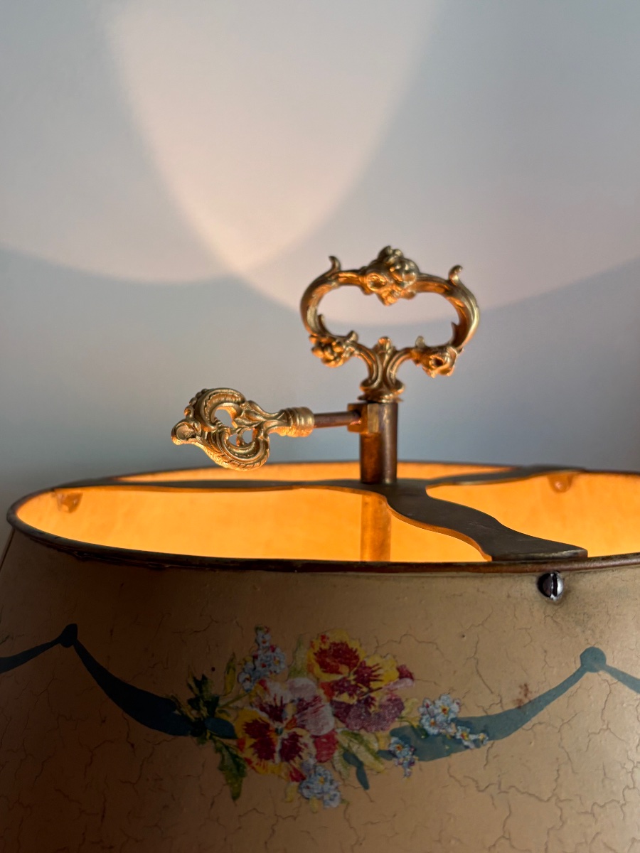 Lampe bouillotte Louis XV à décor floral -photo-3