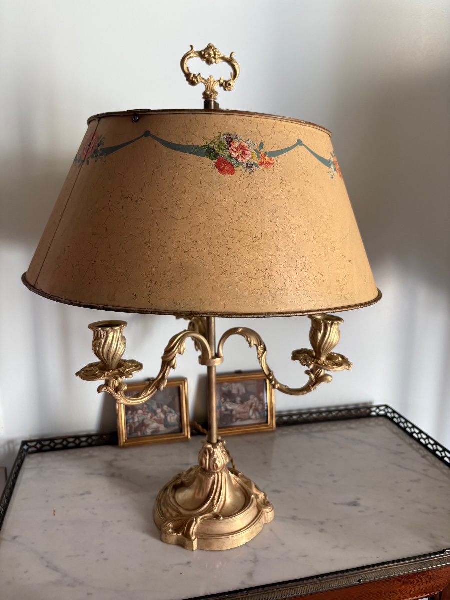 Lampe bouillotte Louis XV à décor floral -photo-4