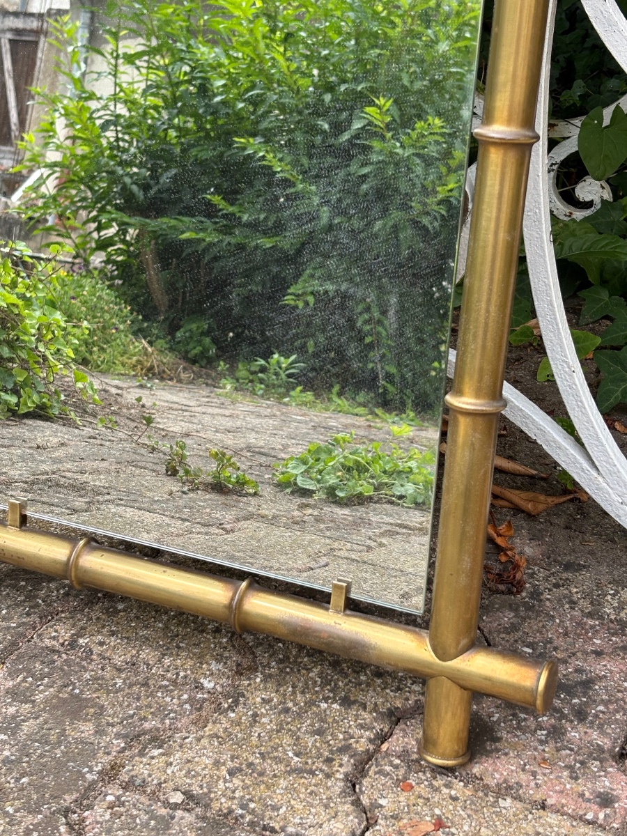 Gold-plated Brass Mirror With A Bamboo-effect Finish -photo-3