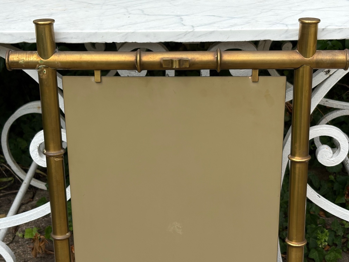 Gold-plated Brass Mirror With A Bamboo-effect Finish -photo-4