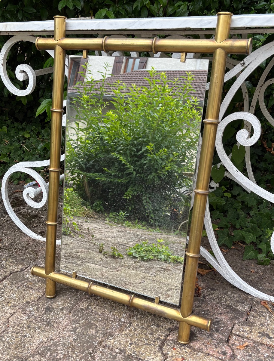 Gold-plated Brass Mirror With A Bamboo-effect Finish 